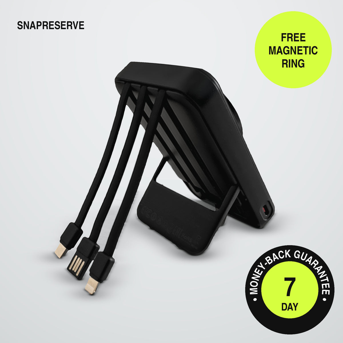 Front and back of the SnapReserve power bank