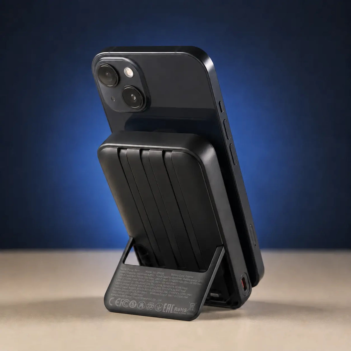 SnapReserve attached magnetically to a phone